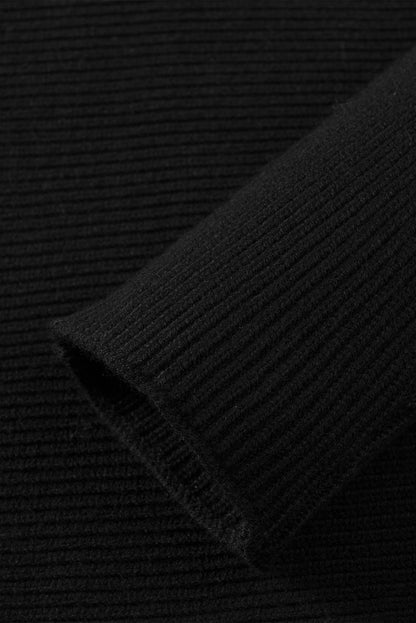 Elegant Off-The-Shoulder Black Knit Sweater