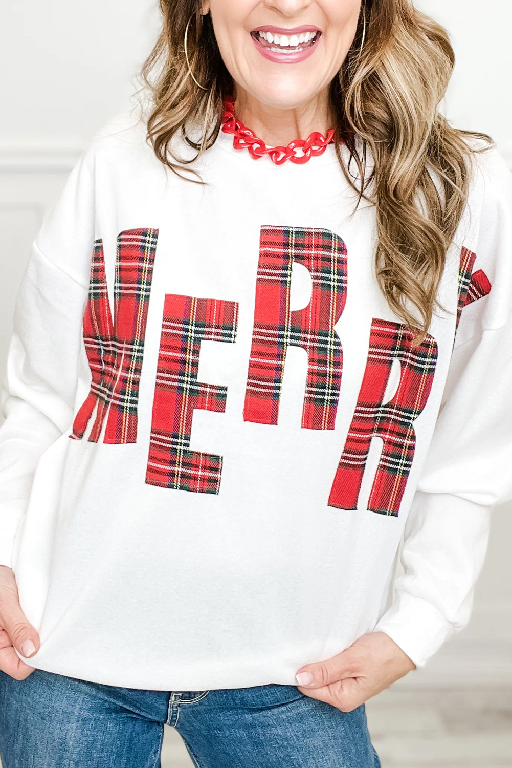 White Plaid MERRY Christmas Vacation Sweatshirt