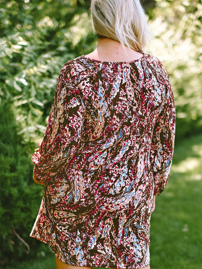 Flamboyant Crimson Curvy Floral Print Mini Dress