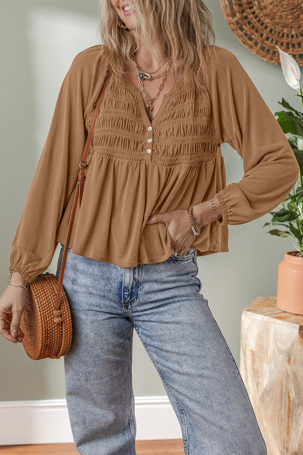 split v neck blouse