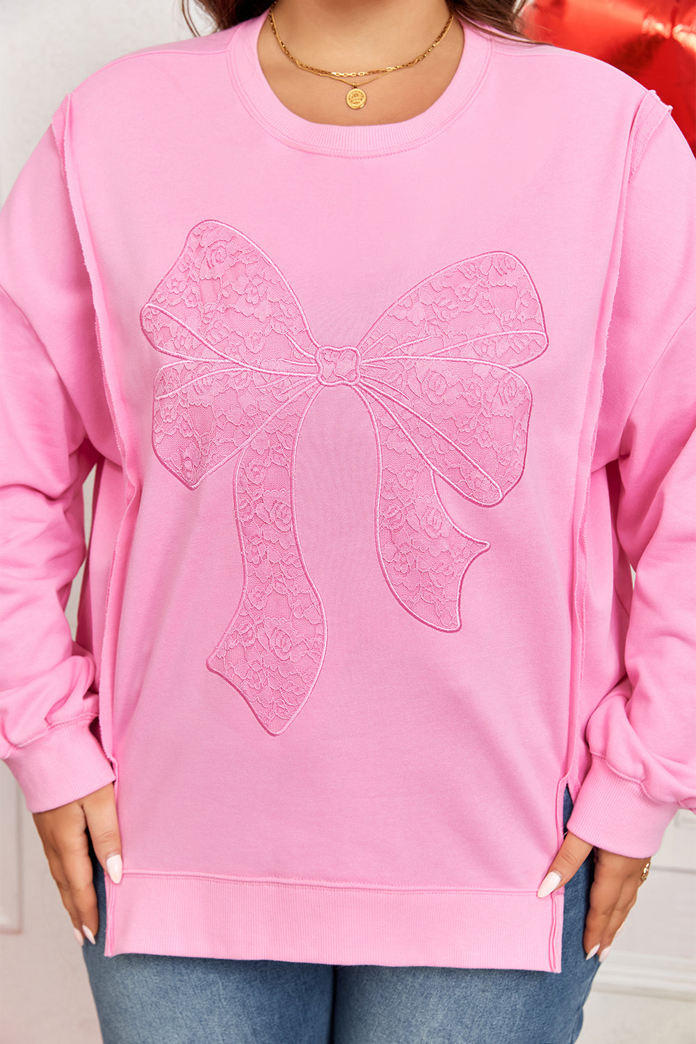 pink plus size sweatshirt