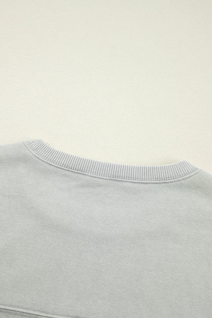 Gray Exposed Seam Batwing Sleeve Drop Shoulder Sweatshirt