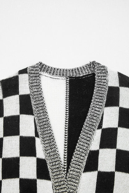black checkered cardigan