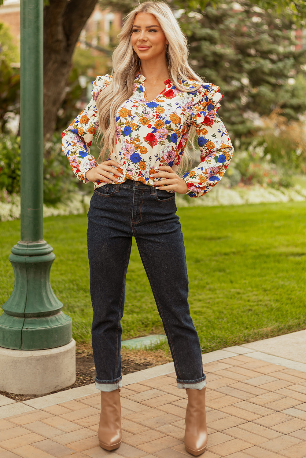 floral long sleeve top