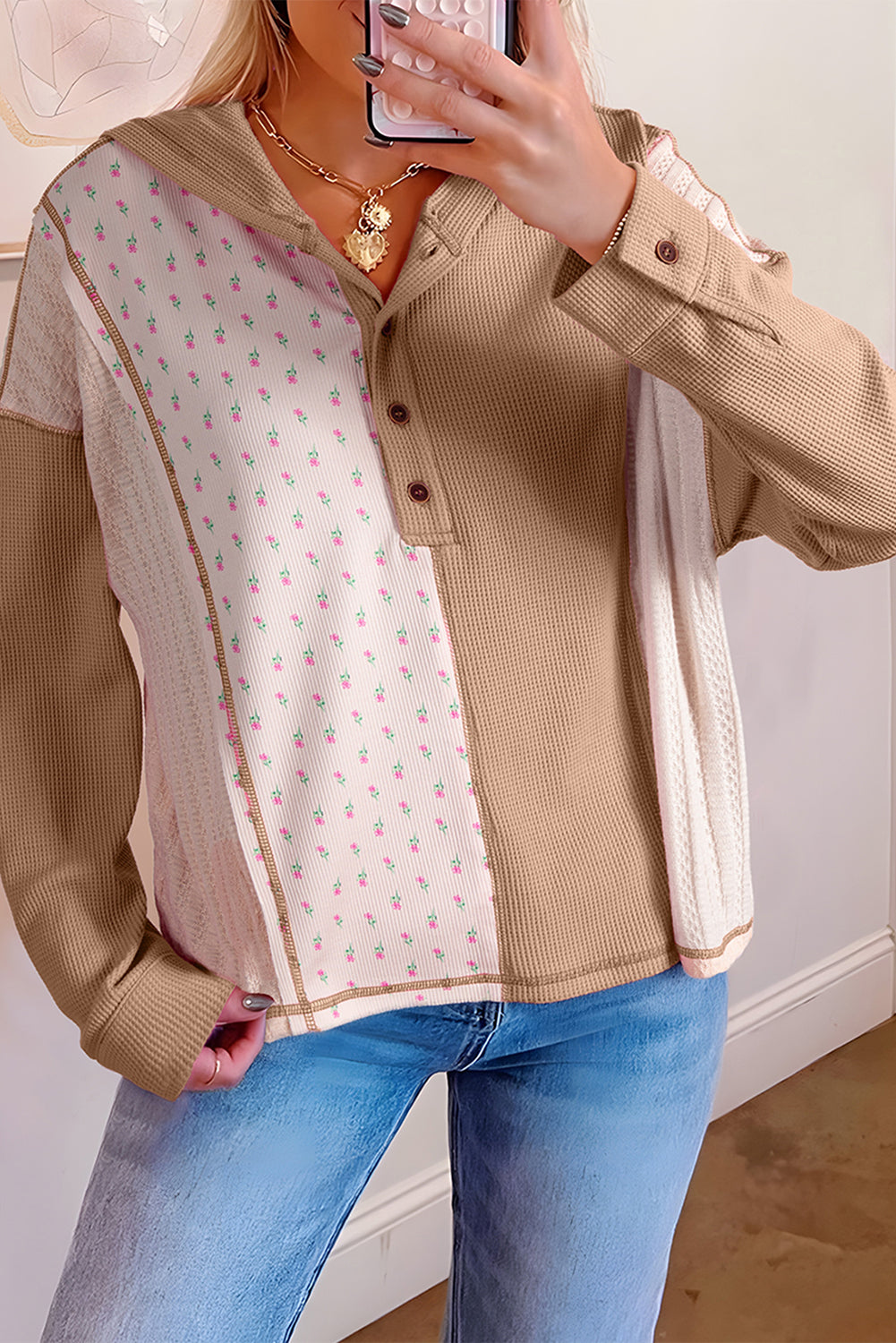 floral patchwork hoodie