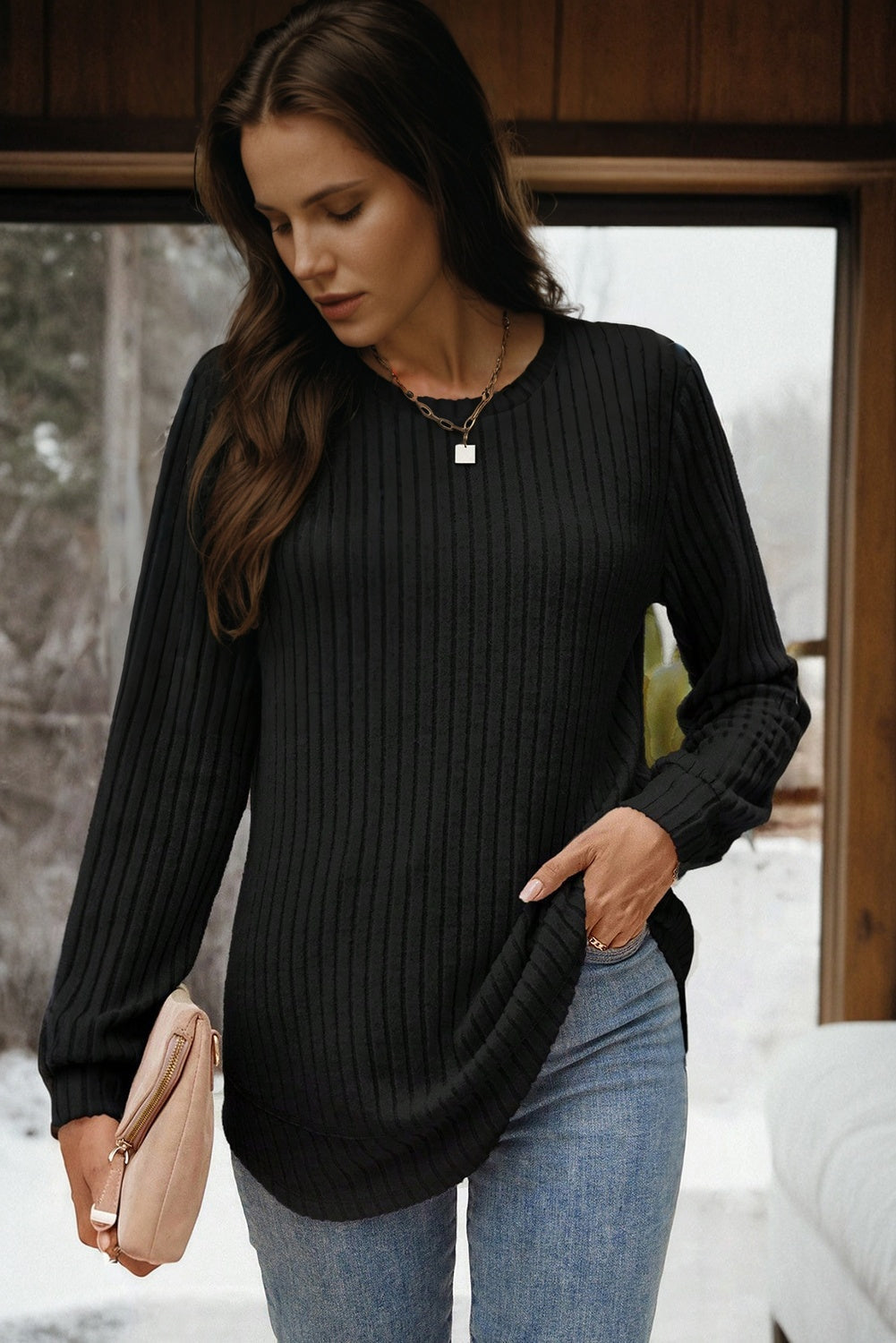 black long sleeve top