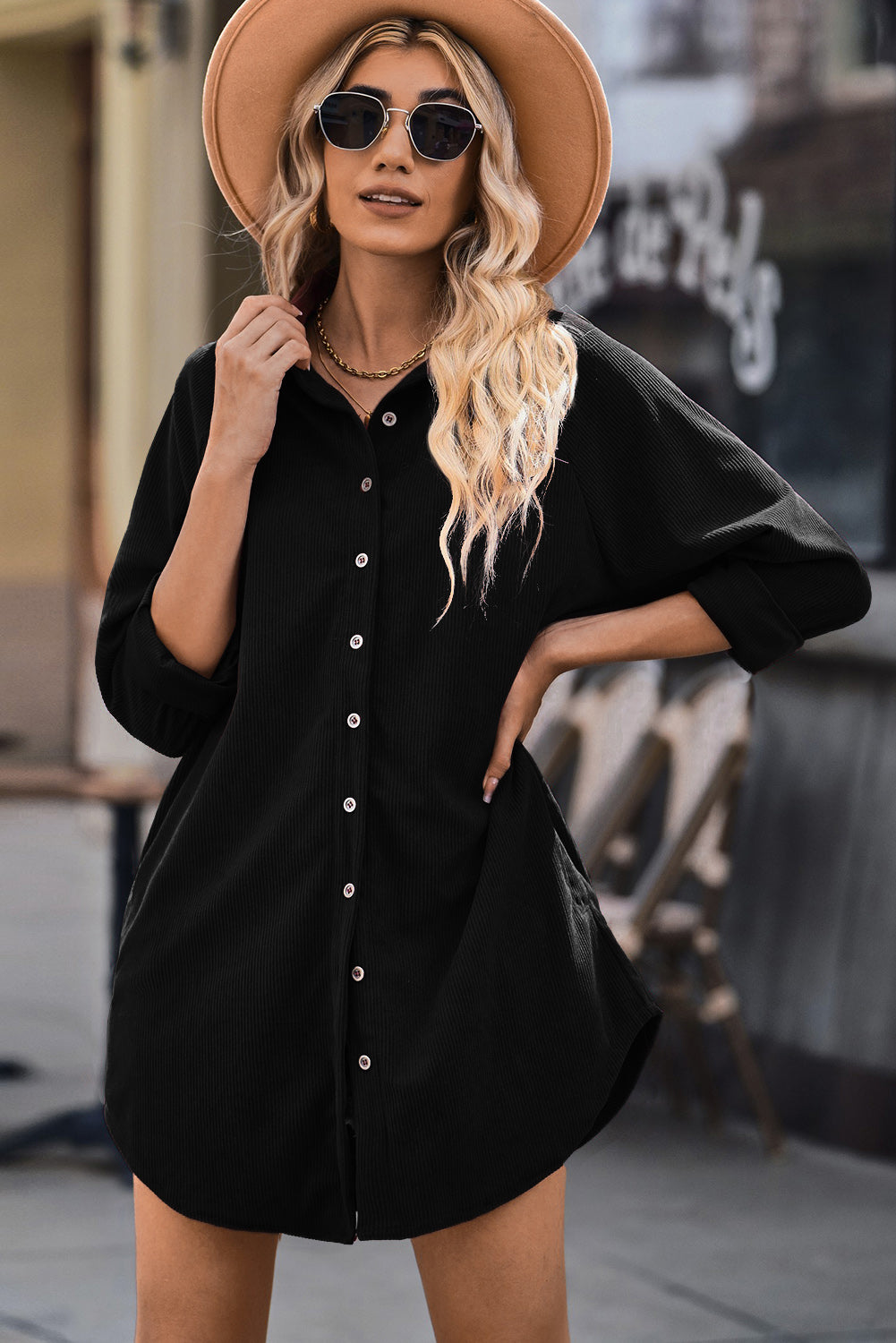 black corduroy dress