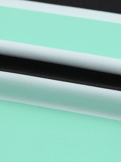 Green Striped Pullover Hooded Sweatshirt