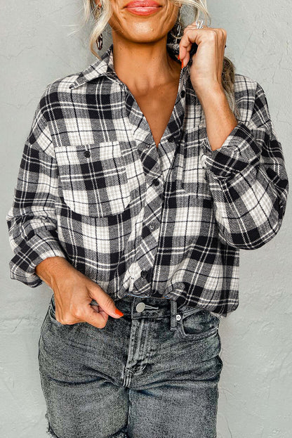black plaid shirt