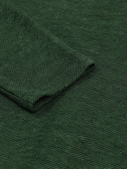 Green Knit Cotton Blend Casual Shacket with Chest Pockets