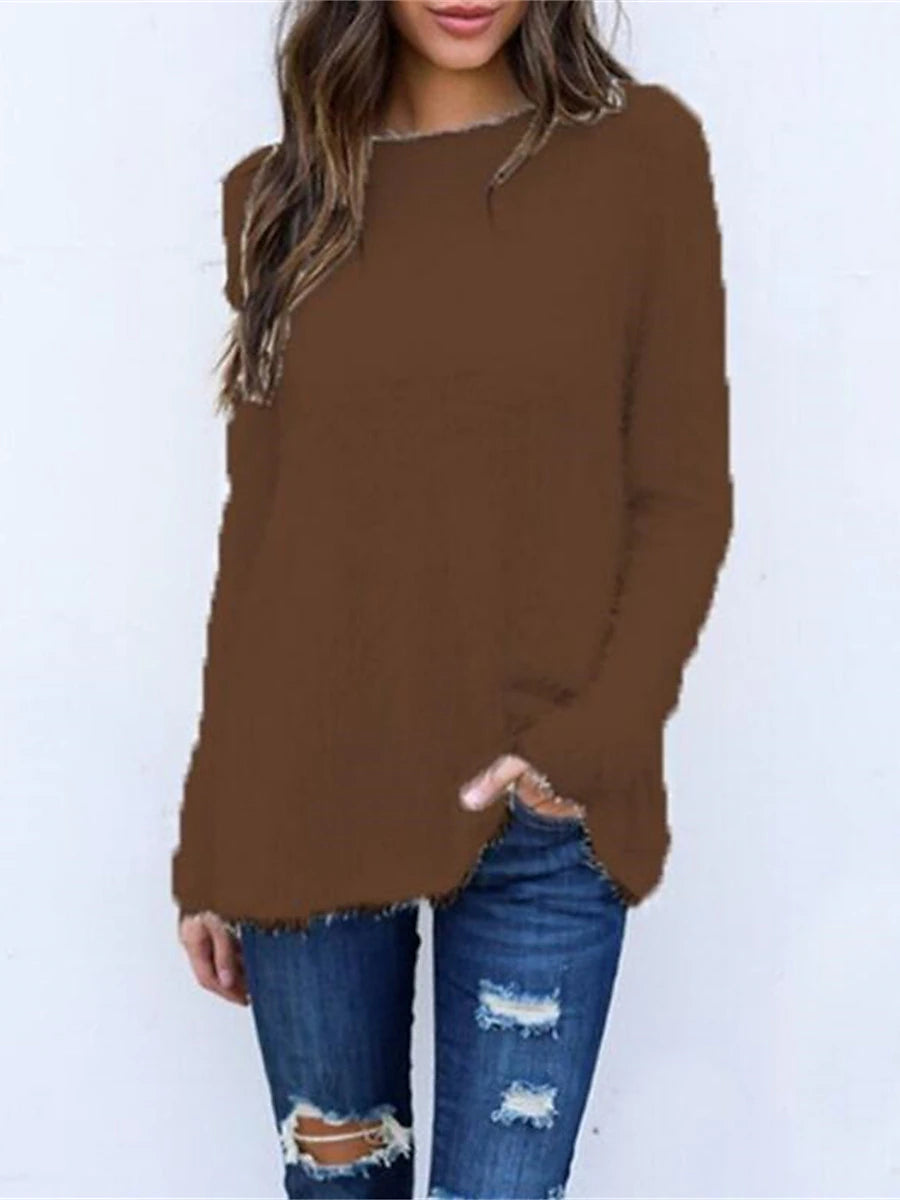 Women's Pullover Sweater Jumper Crew Neck Ribbed Knit Cotton Oversized Fall Winter Regular Outdoor Daily Holiday Stylish Casual Soft Long Sleeve Solid Color Black White Yellow S M L