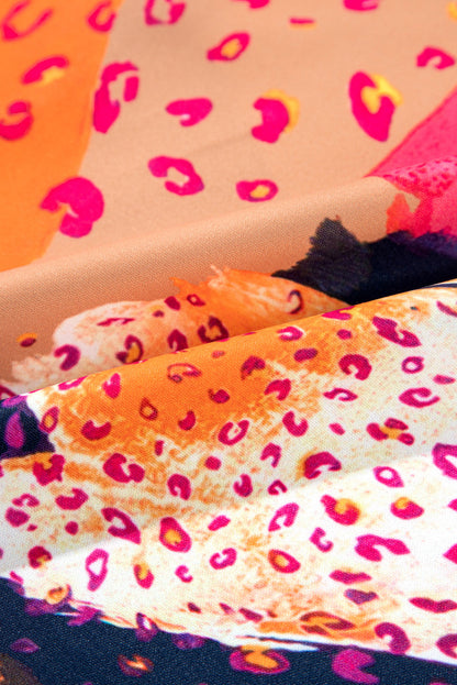 Multicolour Abstract Print V Neck Shift Plus Size Blouse