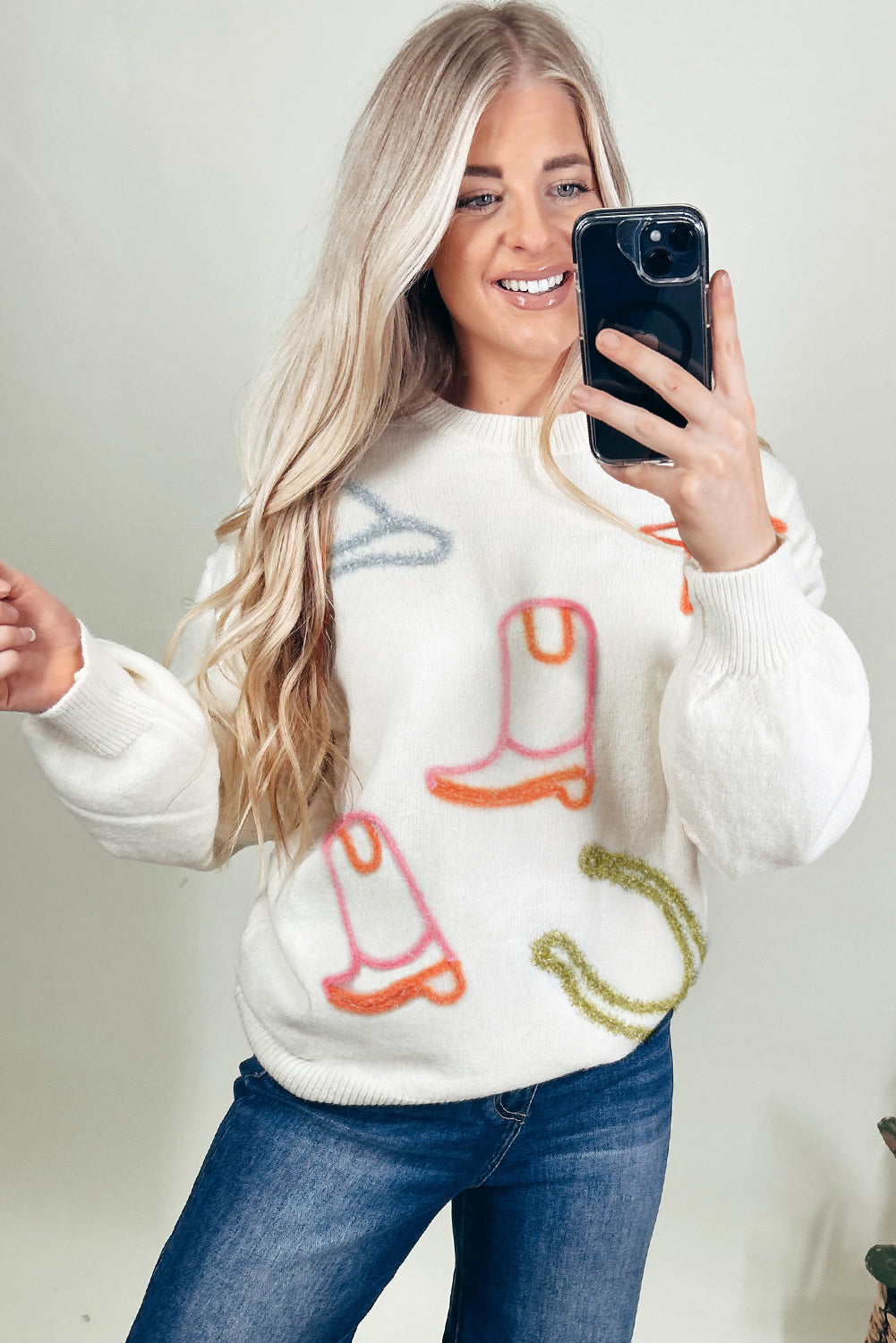white tinsel sweater