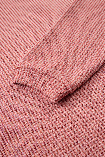 Mineral Red Textured Loose Pullover Top and Casual Short Two-piece Lounge Set