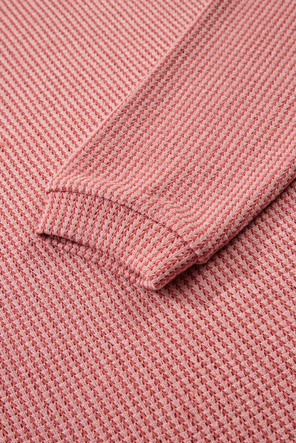 Mineral Red Textured Loose Pullover Top and Casual Short Two-piece Lounge Set