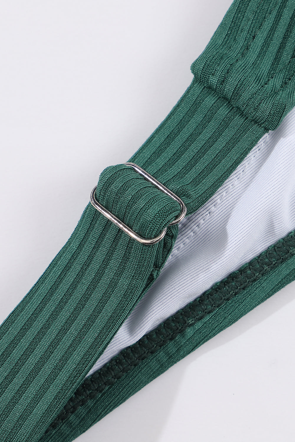 Black Emerald Ruched U Neck Ribbed Tankini