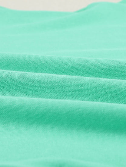 Green Crew Neck Long Sleeve Sweatshirt with Distressed Detail