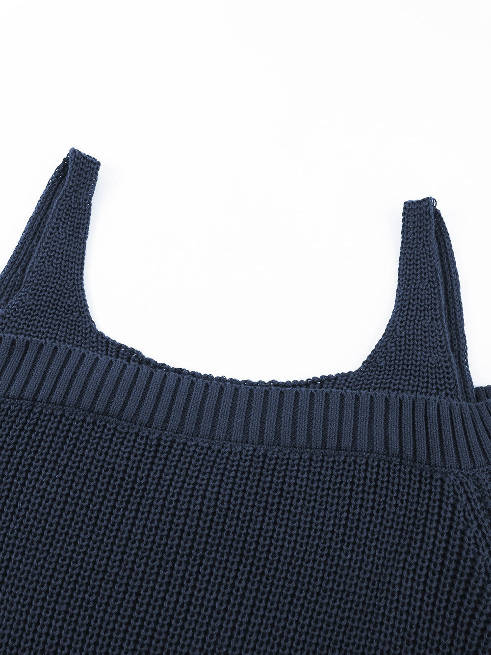 Elegant Navy Cold Shoulder Knit Sweater