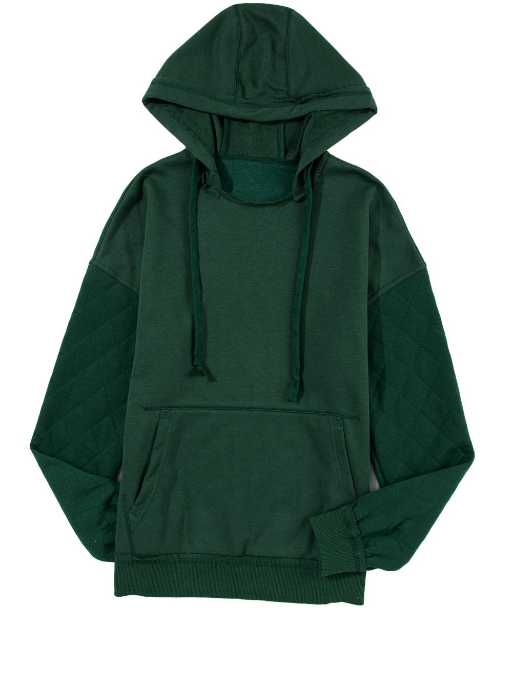 Green Quilted Patchwork Hoodie with Vintage Flair