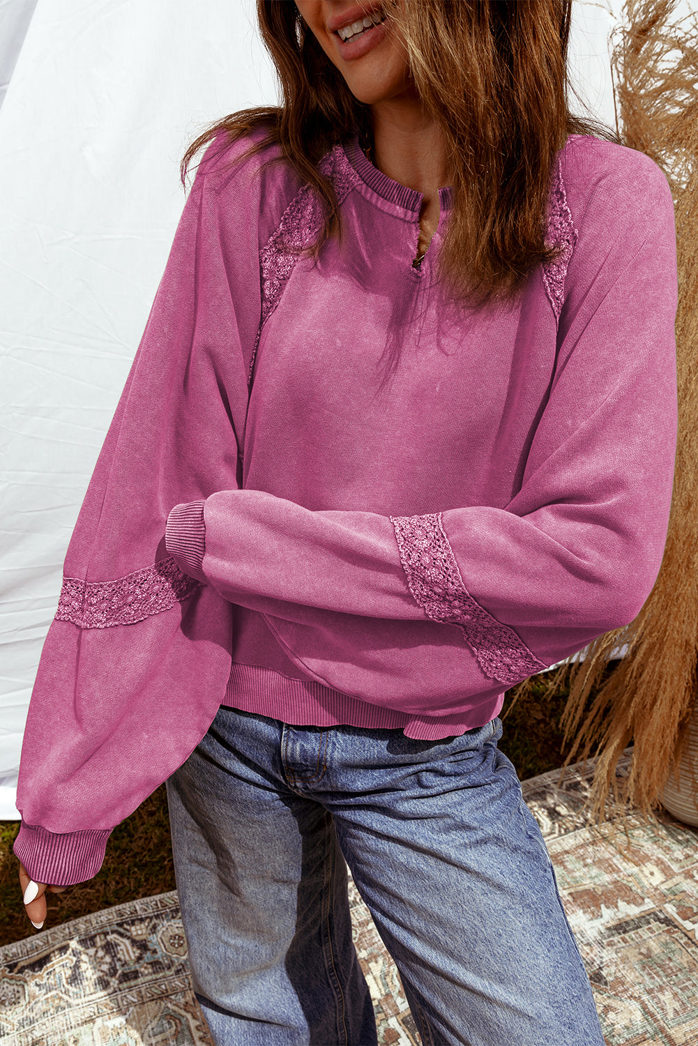 lace patchwork sweatshirt