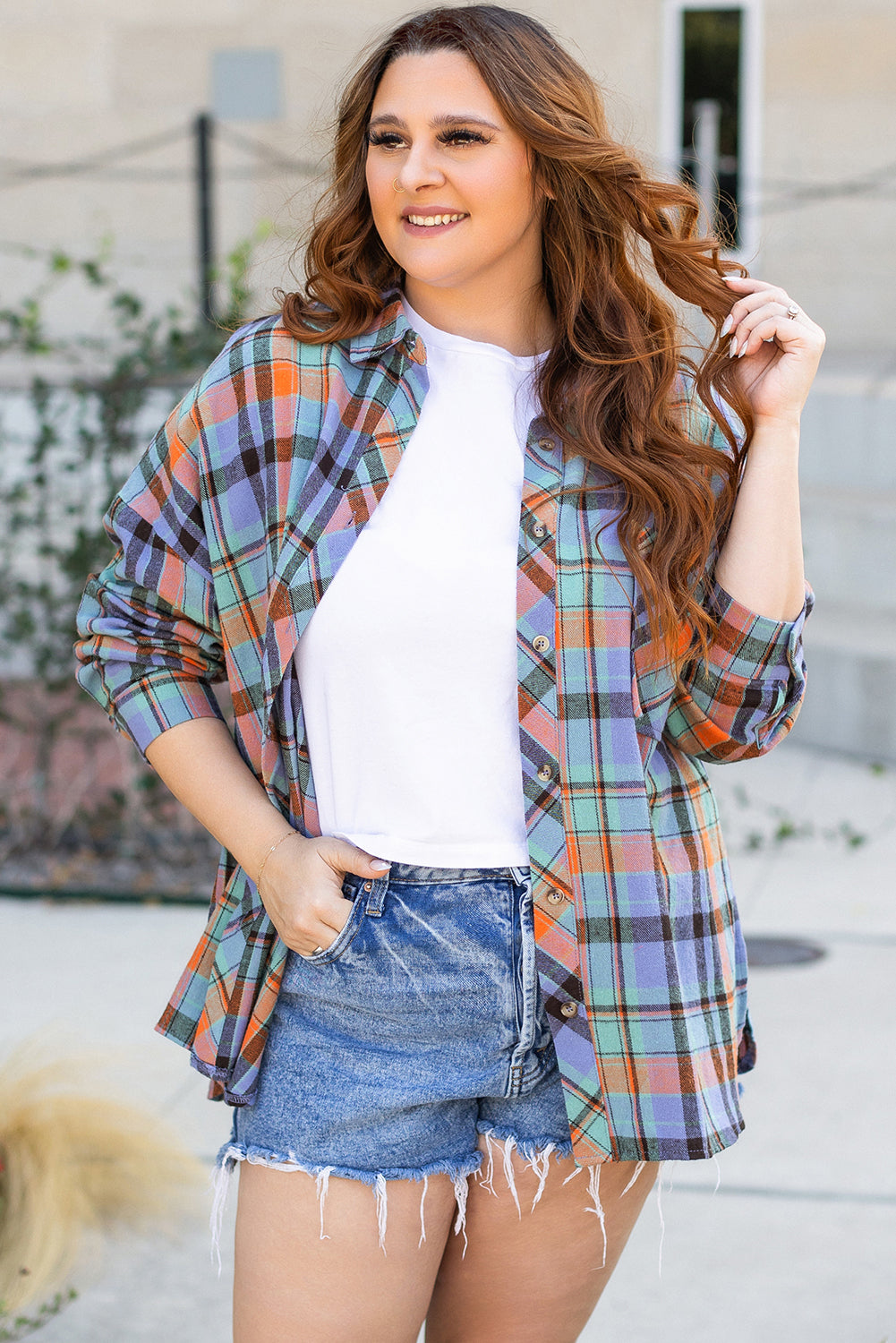 plus size plaid shirt