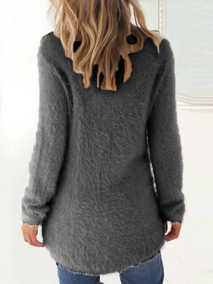 Women's Pullover Sweater Jumper Crew Neck Ribbed Knit Cotton Oversized Fall Winter Outdoor Daily Going out Stylish Casual Soft Long Sleeve Solid Color Lake blue ArmyGreen Black S M L