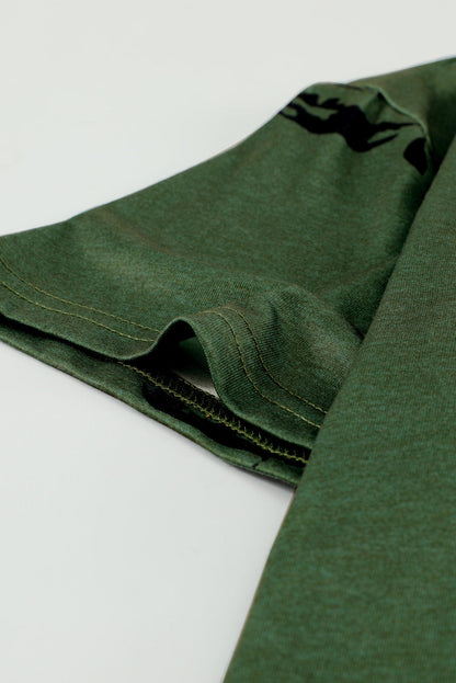 Green Dandelion Print Crew Neck T-shirt