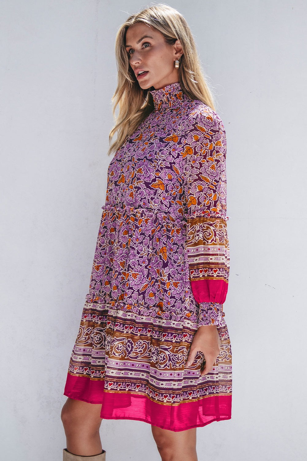 puff sleeve floral dress