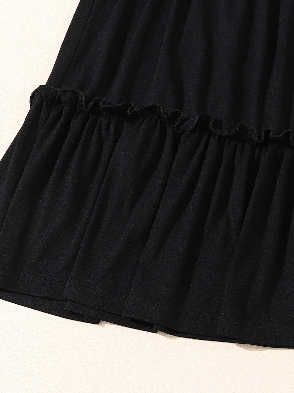 Black Plus Size Striped Leopard Patch Sleeve Ruffle Tiered Dress