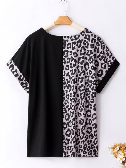 Leopard Print Black Plus Size Tee
