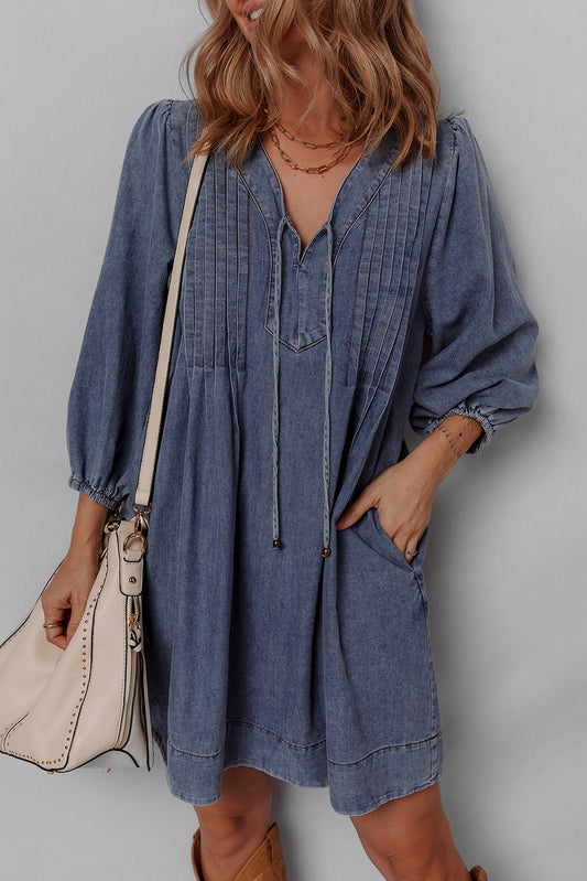 3/4 sleeve denim dress