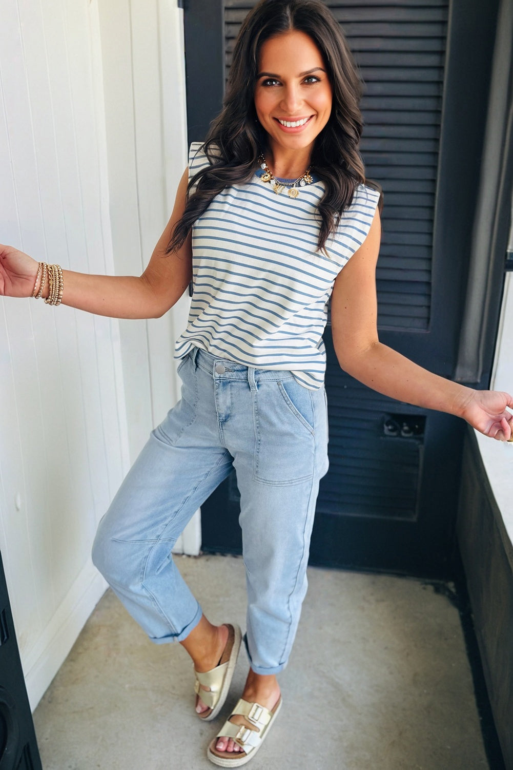 high rise barrel jeans