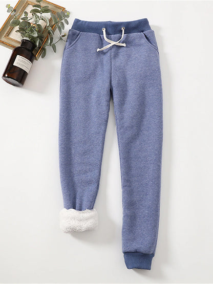 Women's Fleece Pants Fleece Plain Light Gray Dark Grey Active High Waist Full Length Outdoor Street Fall Winter