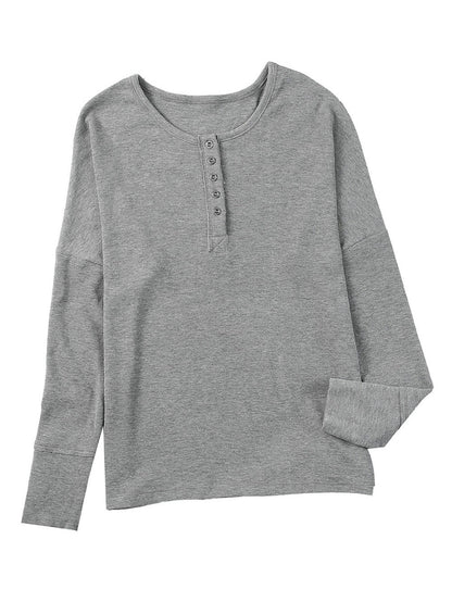 Elegant Black Waffle Knit Button-Up Top