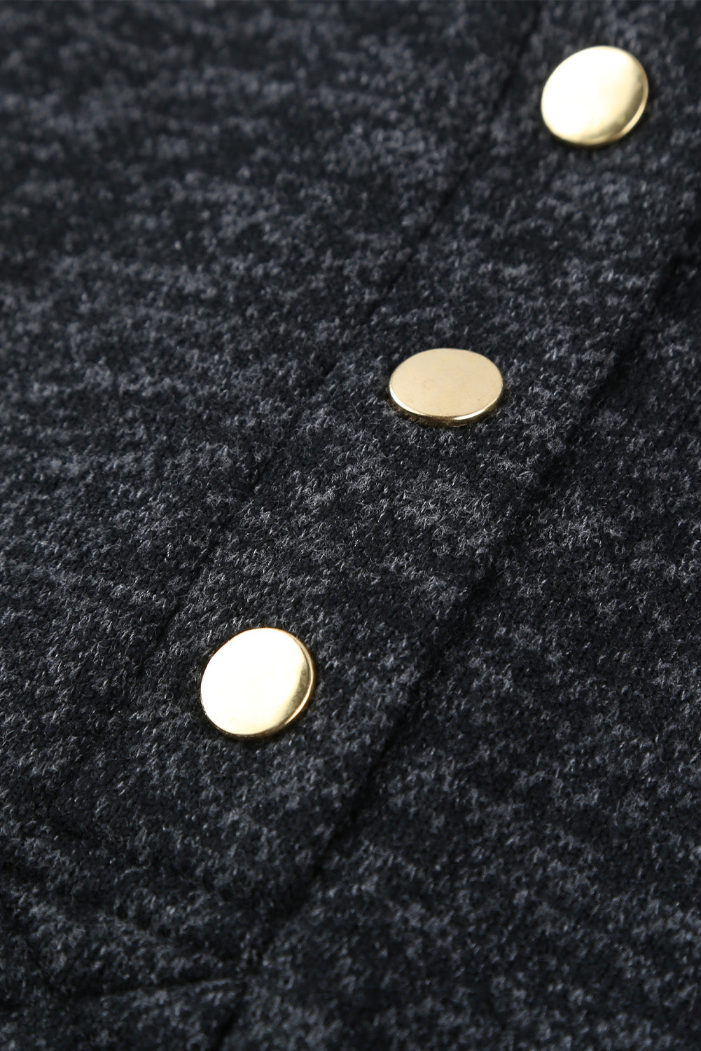 Heathered Black Button Snap Neck Pullover Hoodie with Pocket