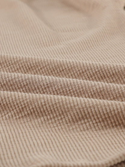 Elegant Khaki Knit Top with Chic Turn-down Neck