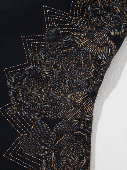 Elegant Black Floral Crisscross Back One-Piece Swimsuit