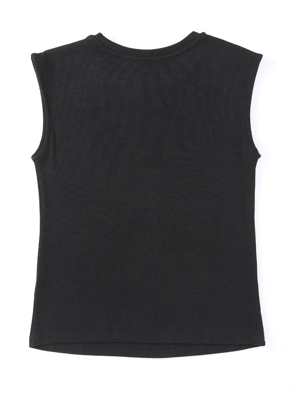 Edgy Black Cutout Sleeveless T-Shirt with Cap Sleeves