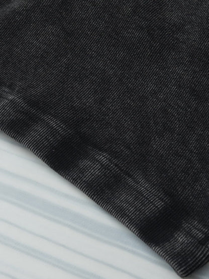 Edgy Black Mineral Wash Ribbed Racerback Crop Top