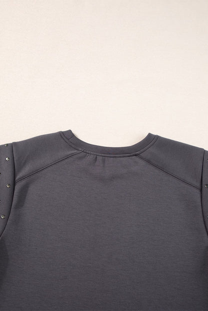 Edgy Dark Grey Rhinestone Embellished Tee