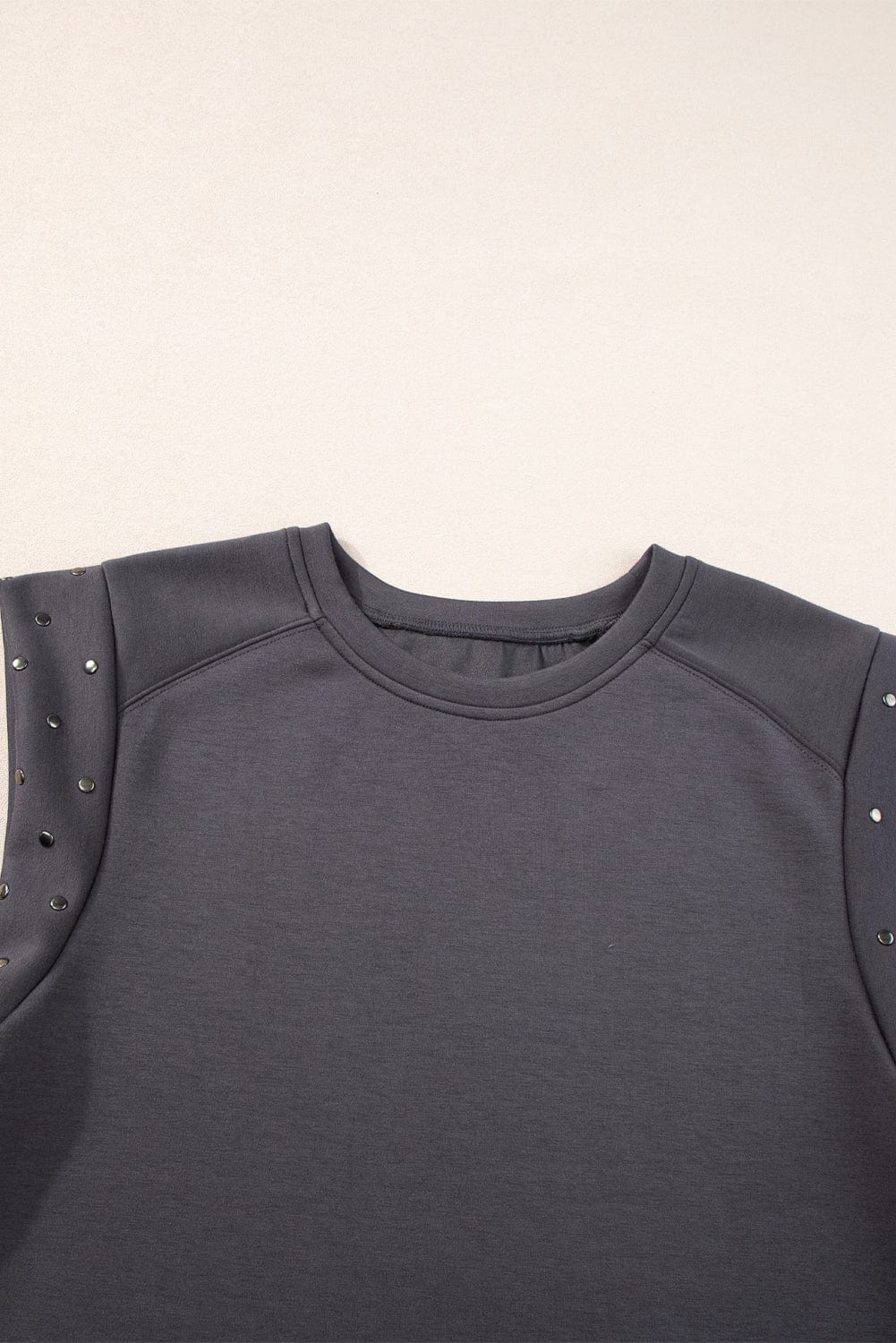 Edgy Dark Grey Rhinestone Embellished Tee