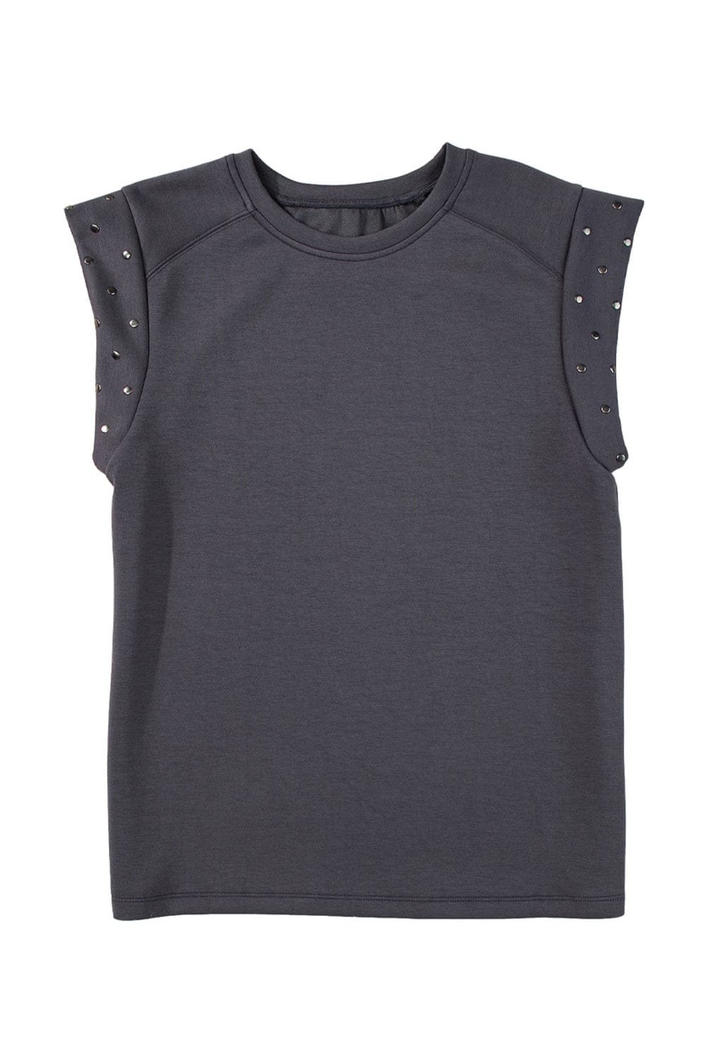Edgy Dark Grey Rhinestone Embellished Tee