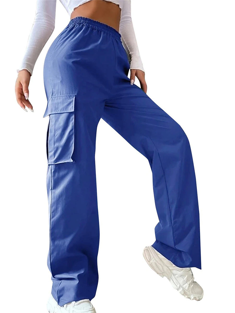 Women's Cargo Pants Polyester Plain ArmyGreen off white Streetwear High Waist Full Length Casual Sports Summer Spring