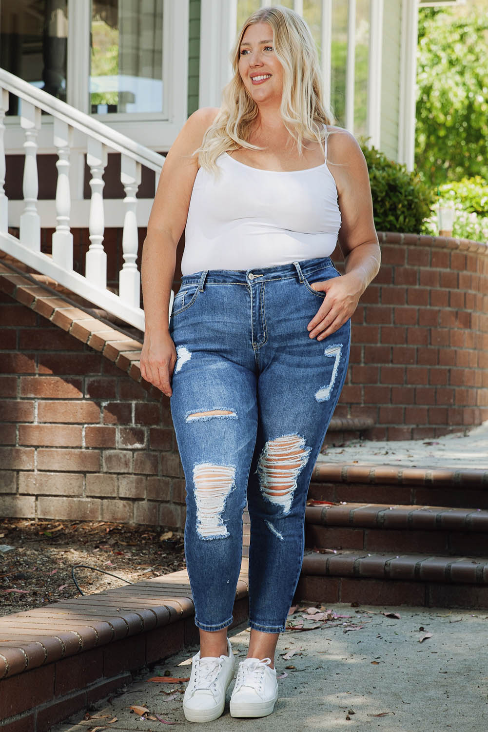 Blue Acid Washed Plus Size Skinny Jeans