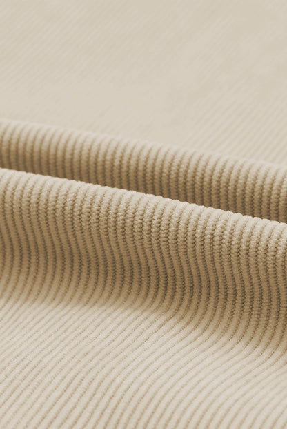 Khaki Oversized Crochet Detail Corduroy Shacket