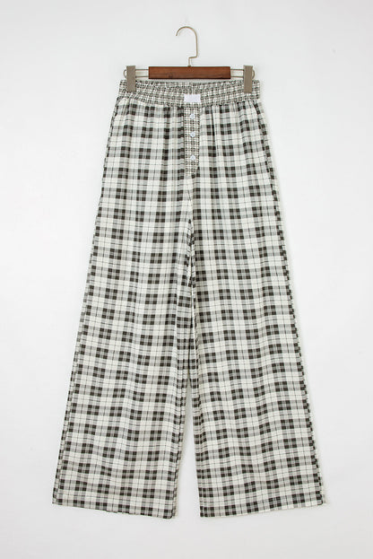plaid wide leg pants