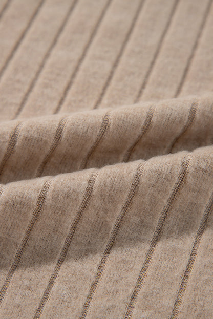 Parchment Floral Patchwork Long Sleeve Ribbed Blouse