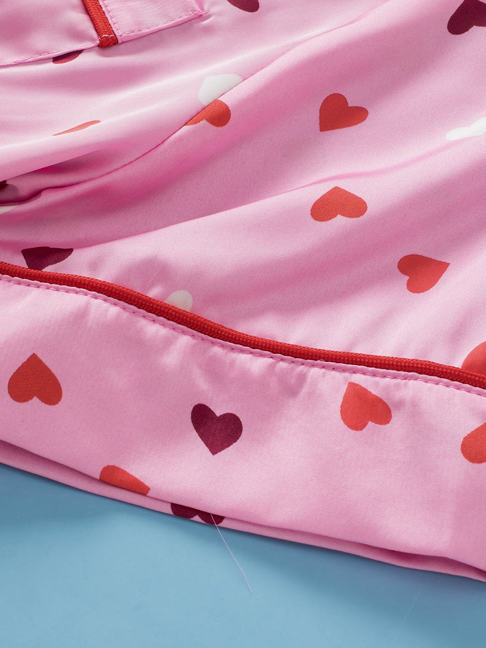 Valentine's Day Pink Heart Print Plus Size Pajama Set