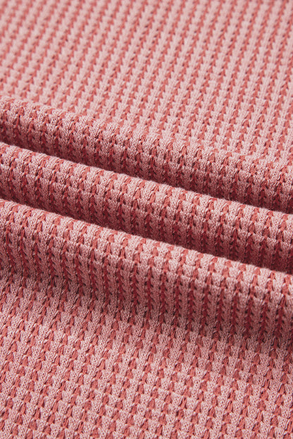 Mineral Red Textured Loose Pullover Top and Casual Short Two-piece Lounge Set