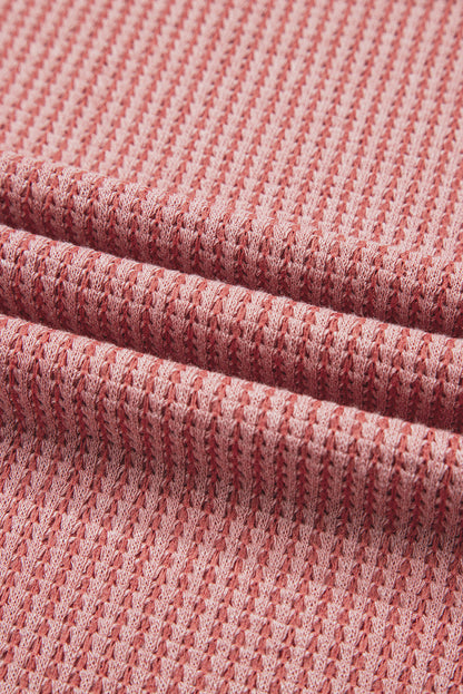 Mineral Red Textured Loose Pullover Top and Casual Short Two-piece Lounge Set